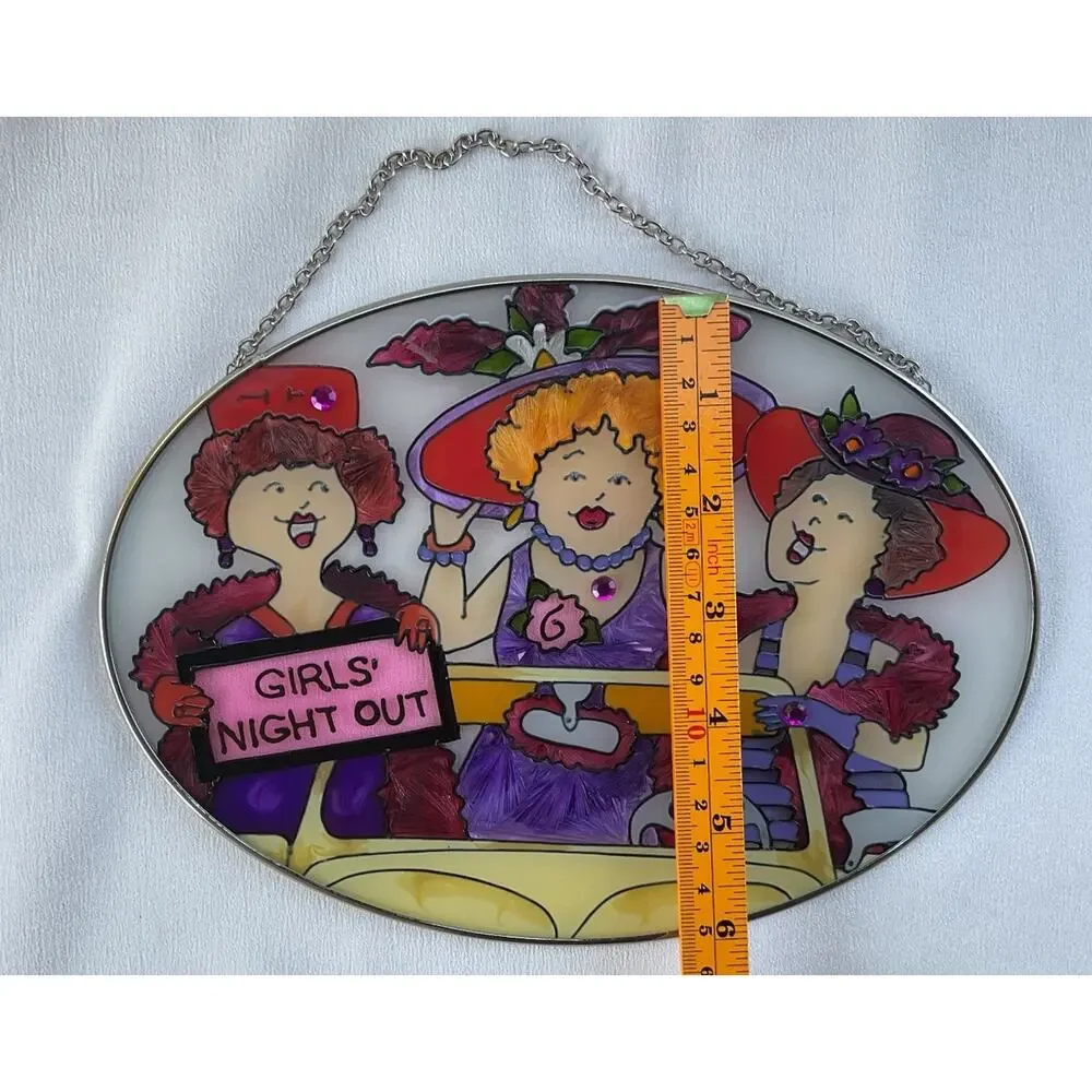 Girls Night Out Glass Suncatcher 3 Ladies Hanging Window Decor Rhinestone 6